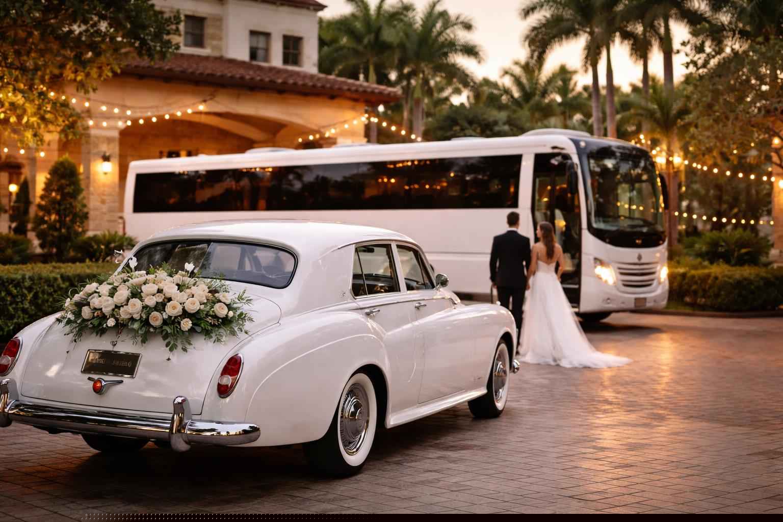 Do You Provide Wedding Day Shuttles And A Classic Vintage Getaway Car In Coral Springs Florida?