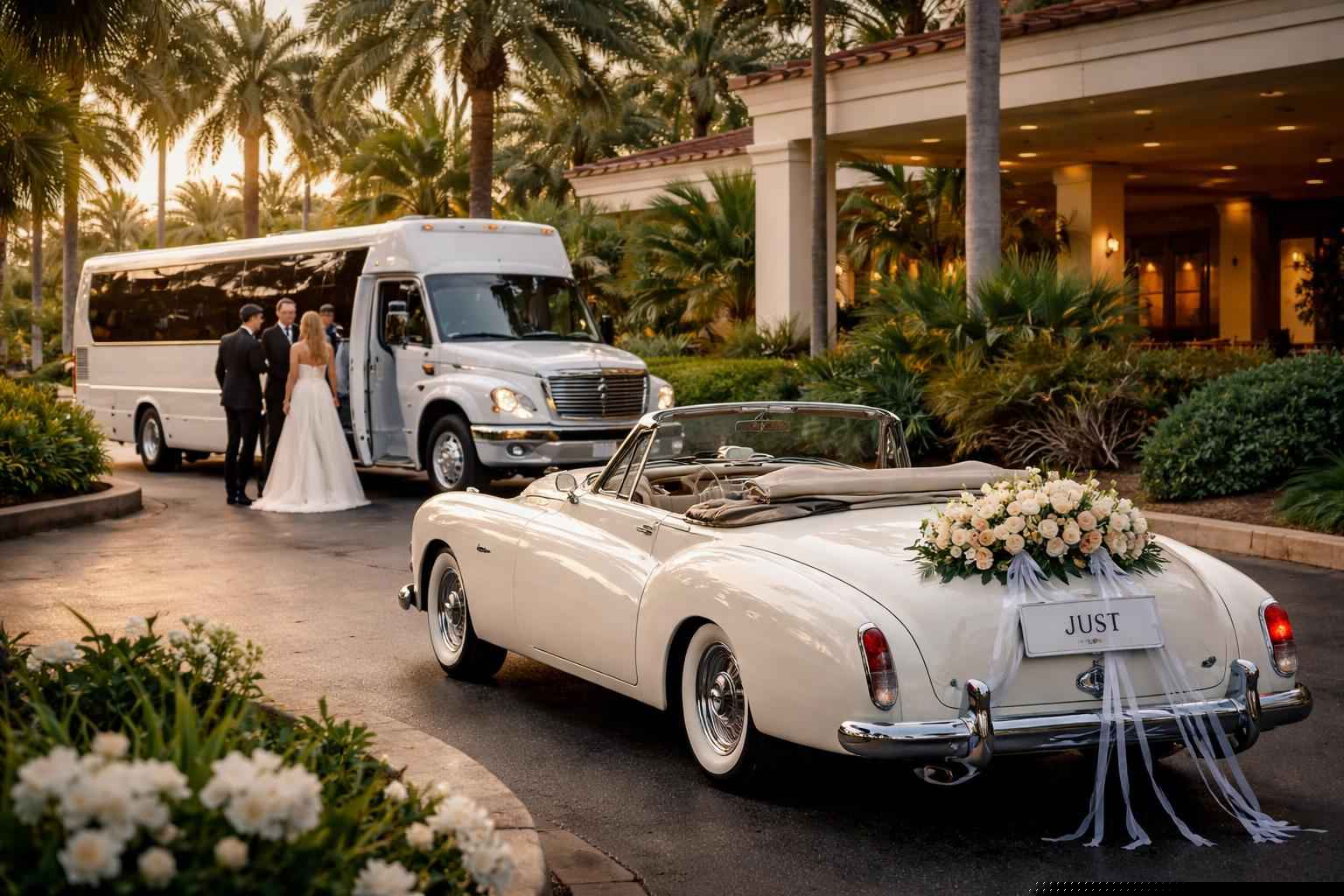 Do You Provide Wedding Day Shuttles And A Classic Vintage Getaway Car In Coral Springs Florida?