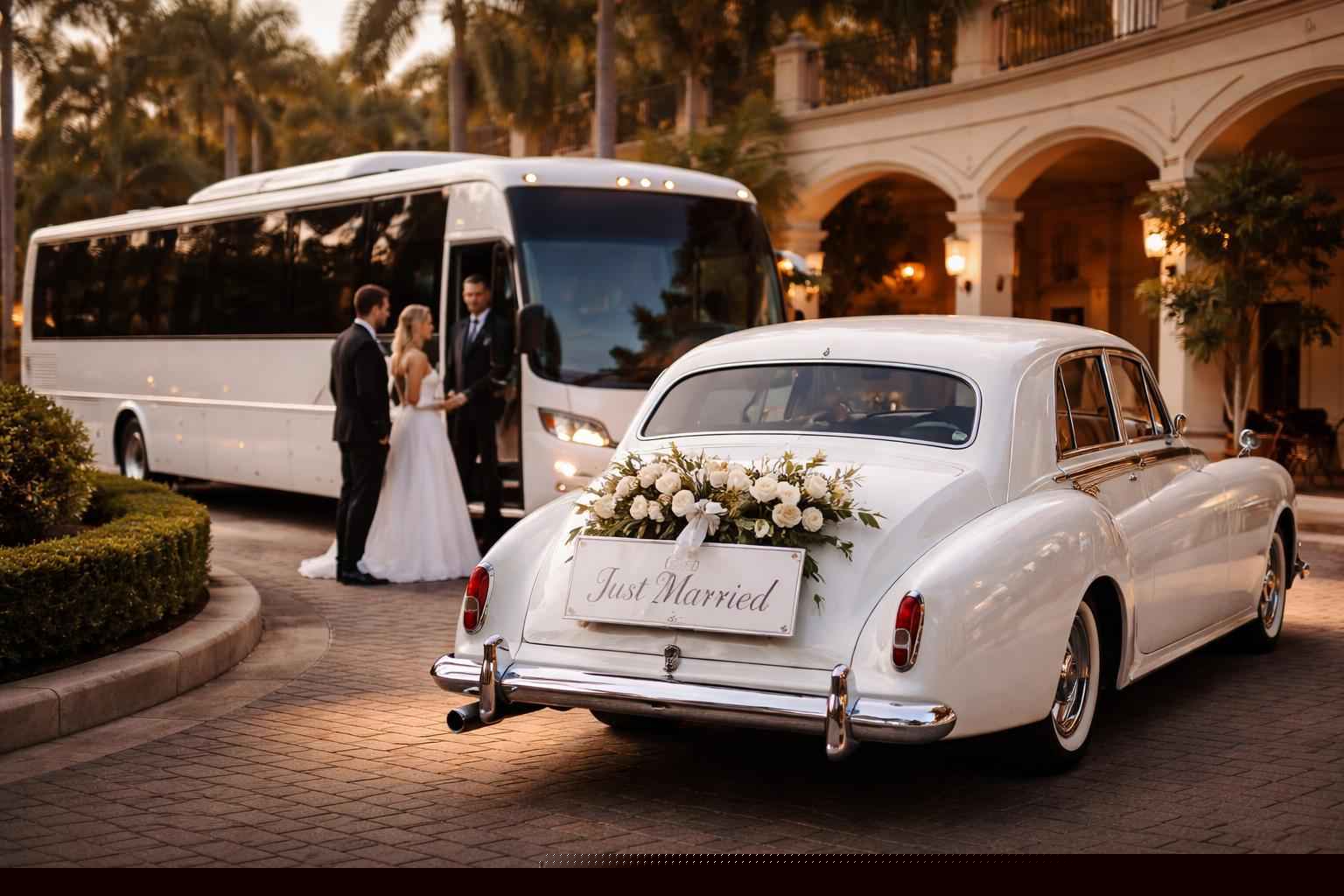 Do You Provide Wedding Day Shuttles And A Classic Vintage Getaway Car In Coral Springs Florida?