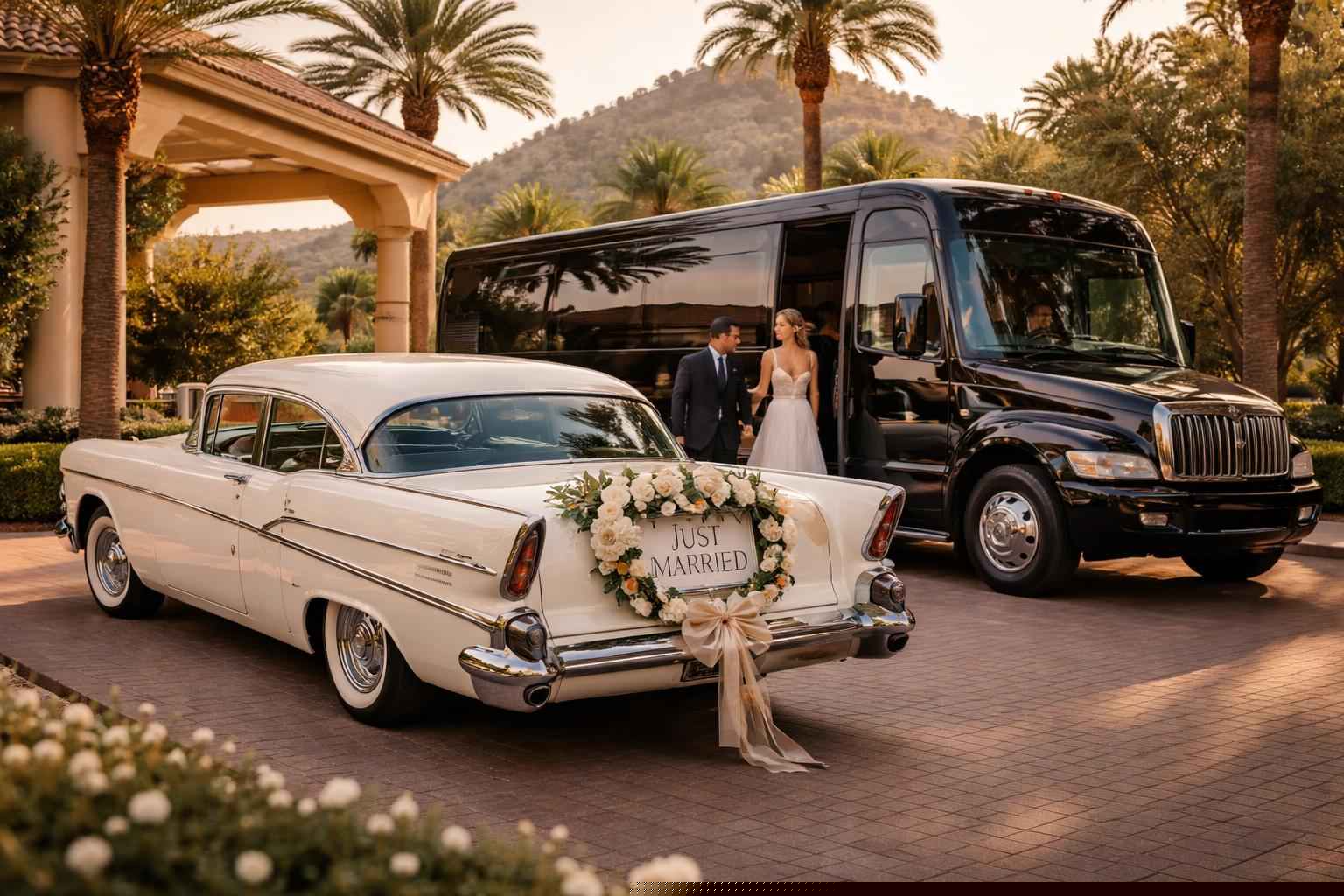 Do You Provide Wedding Day Shuttles And A Classic Vintage Getaway Car In Phoenix Arizona?