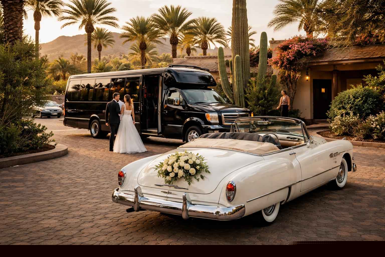 Do You Provide Wedding Day Shuttles And A Classic Vintage Getaway Car In Phoenix Arizona?