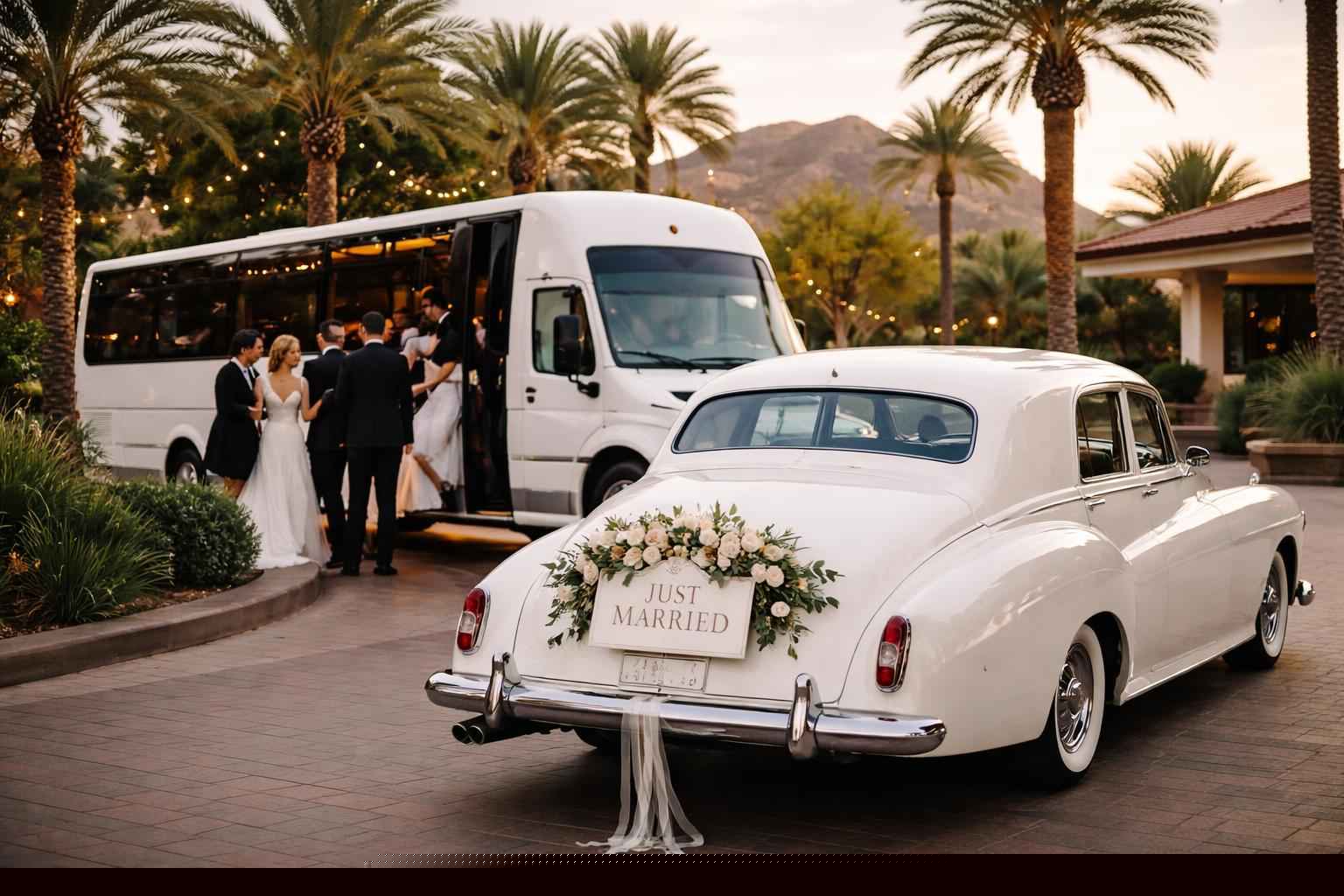 Do You Provide Wedding Day Shuttles And A Classic Vintage Getaway Car In Phoenix Arizona?