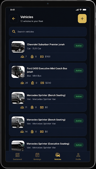 LimoHive operator fleet management screen